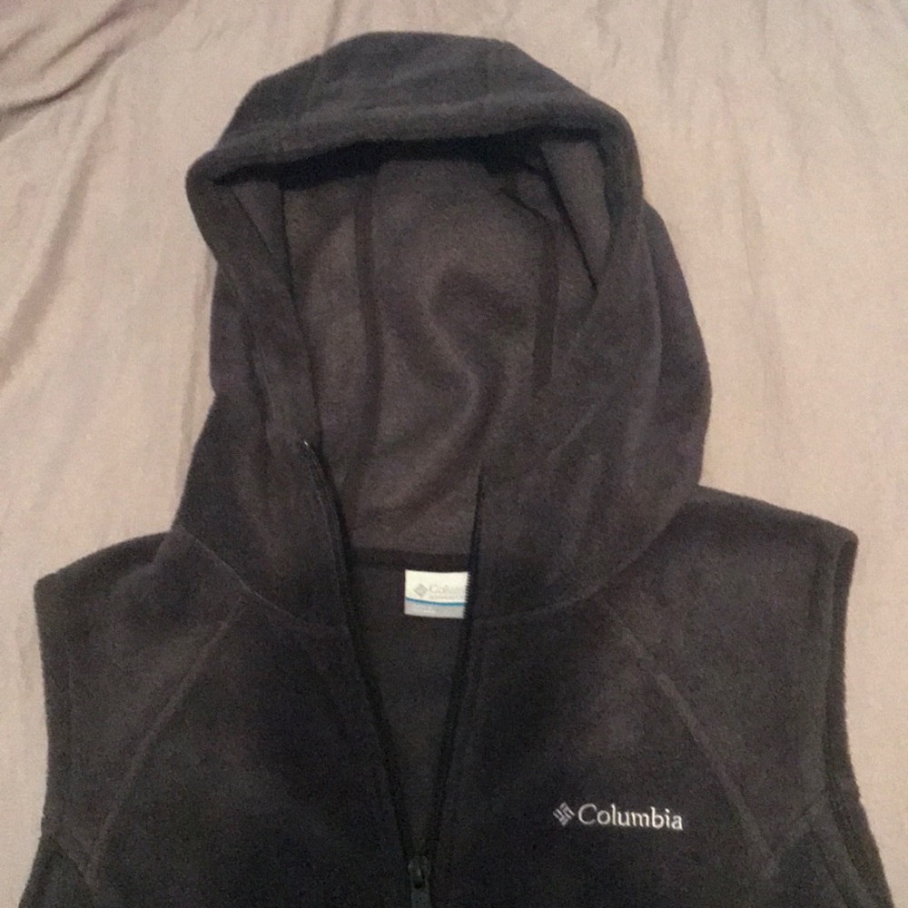 Fleece Zip-Up Columbia Vest with Hood